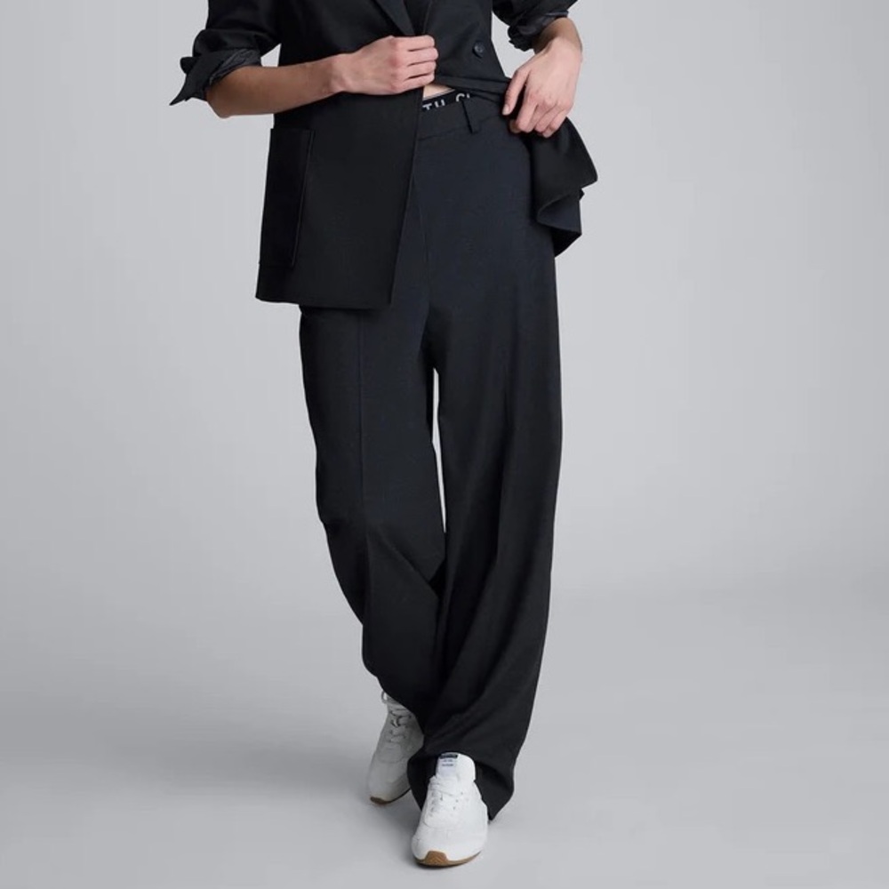 Kenneth Cole Black FLANNEL WIDE LEG PANT Char Cole new nvr worn size 8!